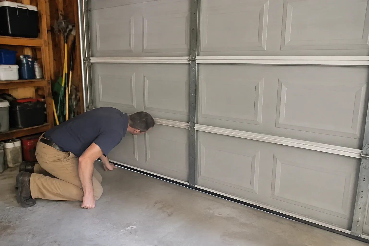 Illustrative garage doors scene; not an actual job — Garage Door Perimeter Weatherstrip, Essa